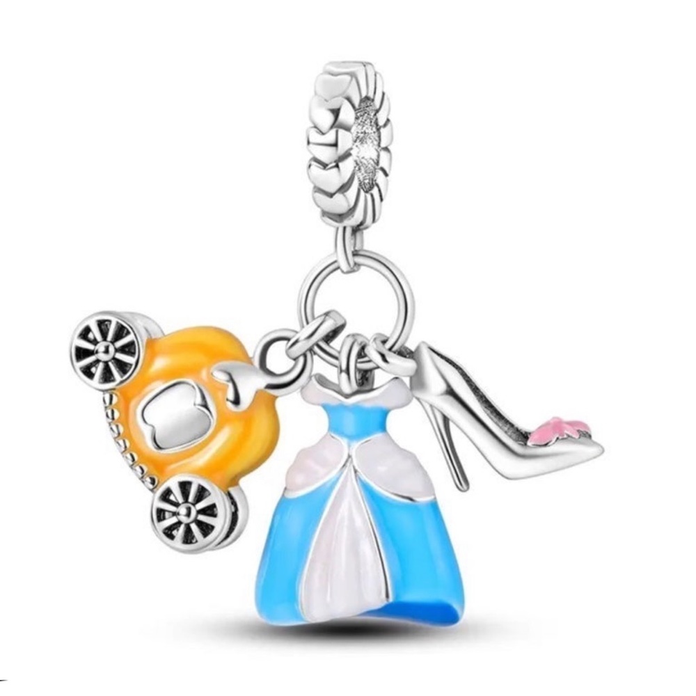Princess Dangler Dangle Charm S925 Sterling Silver, Princess Jewelry